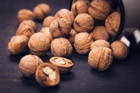 Walnut with white cup Foto stock