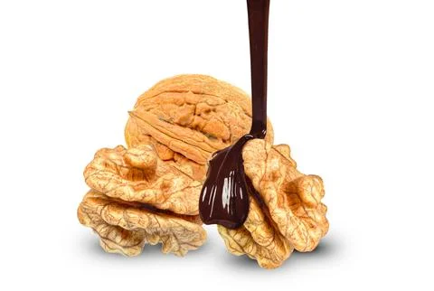 Walnuts and chocolate Stock Photos
