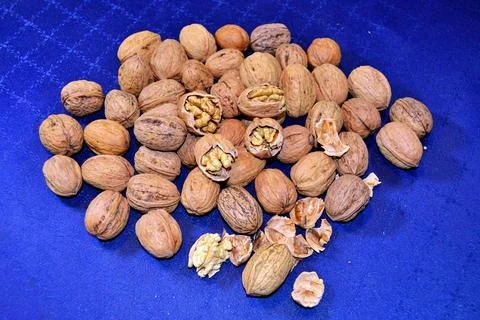 Walnuts and hazelnuts Stock Photos