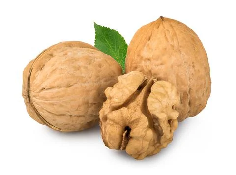 Walnuts and leaf Stock Photos