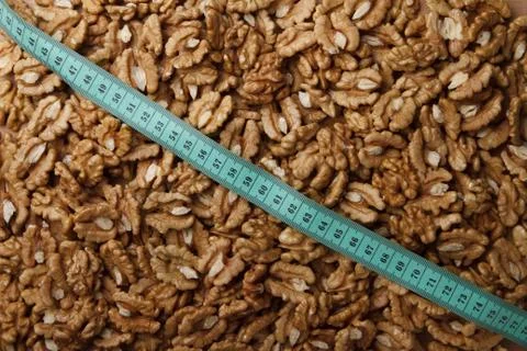 Walnuts and type measure Stock Photos