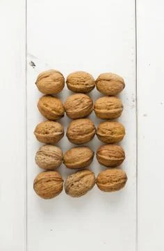 Walnuts arranged in rectangle shape Stock Photos