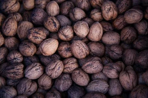 Walnuts. Background of walnuts. Foto stock