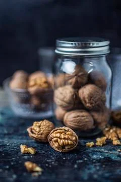 Walnuts in the bank Stock Photos