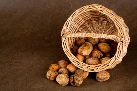 Walnuts basket - 02 Stock Photos