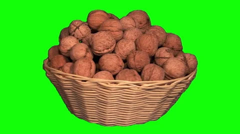 Walnuts in basket Stock Footage 48462678