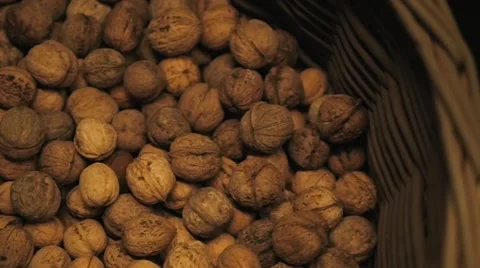 Walnuts in a basket Stock Footage 59881416