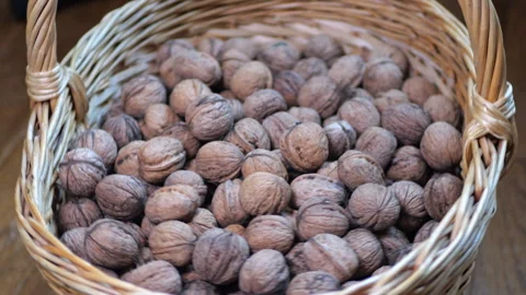 Walnuts in a basket Stock Footage 288748787