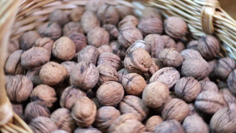Walnuts in a basket Stock Footage 288748825