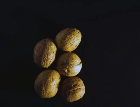 Walnuts on a black background Stock-Fotos