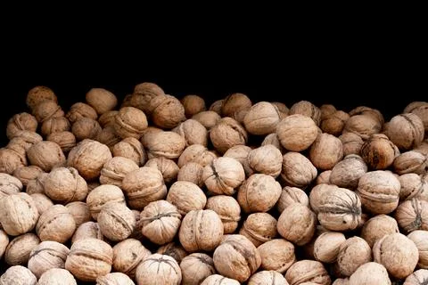 Walnuts on black background Stock Photos