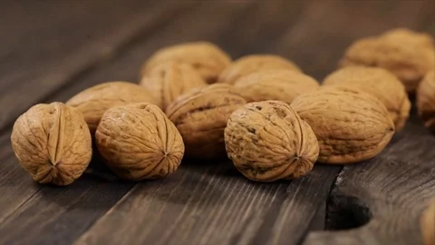 Walnuts - Blurry focus gets Sharp Stock Footage 99165733