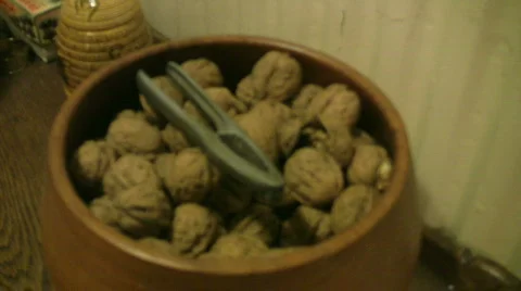 Walnuts in a bowl 3 Stock Footage 342414