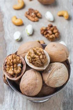 Walnuts in a bowl Stock Photos