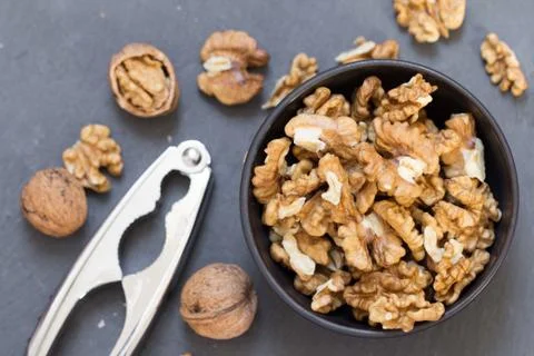 Walnuts in bowl Stock Photos