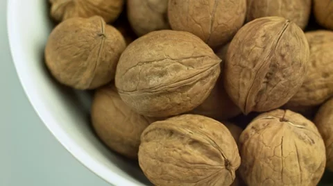 Walnuts in bowl rotation Stock Footage 62050308