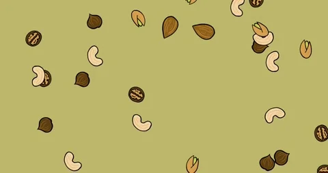 Walnuts, cashew nuts, pistachios, hazelnuts and almonds falling down on white Stock Footage 213940251