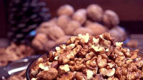 Walnuts. Changes focus from foreground to background. 動画素材 87503745