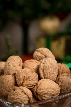 Walnuts on Christmas Stock Photos