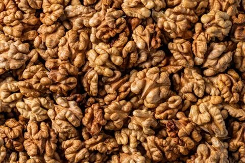 Walnuts close-up as a background image Stock Photos