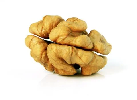Walnuts in closeup with white background Stock Photos