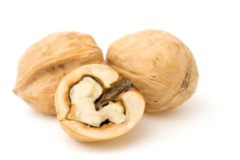 Walnuts closeup on white Stock Photos