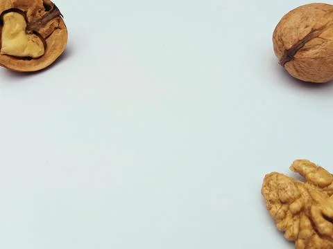 Walnuts frame with copy space Stock Photos