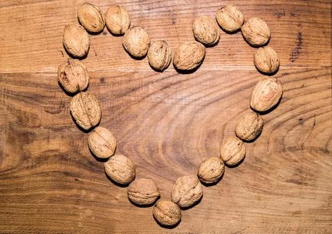 Walnuts heart Stock Photos