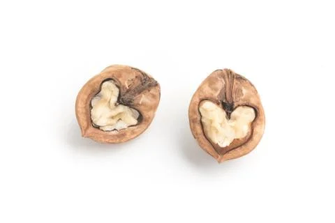 Walnuts heart shaped Stock Photos