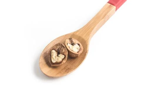 Walnuts heart shaped Stock Photos