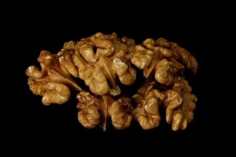 Walnuts isolated on black background 写真素材