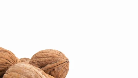 Walnuts isolated rotating on white background Stock Footage 85945708