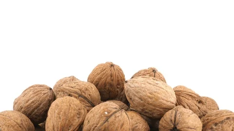 Walnuts isolated rotating on white background Stock Footage 85947701