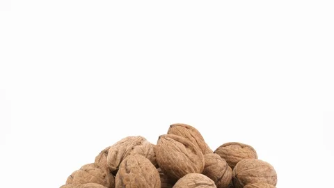 Walnuts isolated rotating on white background Stock-Footage 85949292