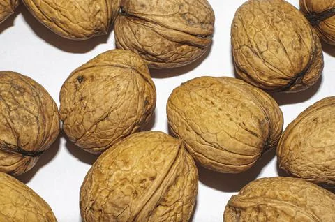 Walnuts isolated on white background. With clipping path. Stock Photos