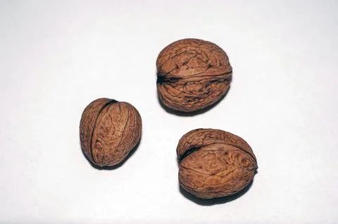 Walnuts isolated on white background. With clipping path. Stock Photos