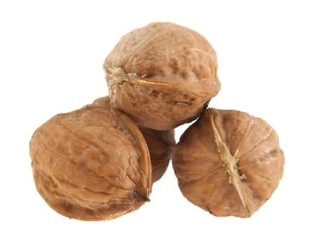 Walnuts isolated on white background close-up Stock Photos