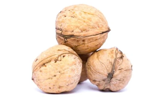 Walnuts isolated on white background. Stock Photos