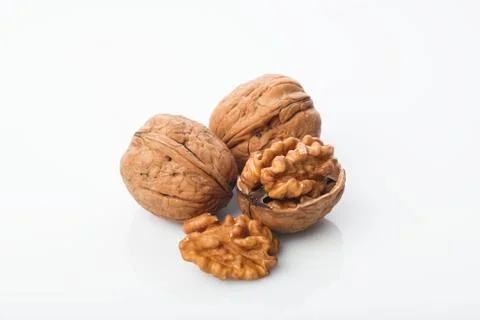 Walnuts Isolated on White Background Stock Photos