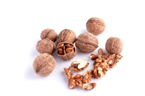 Walnuts isolated on white background Foto stock