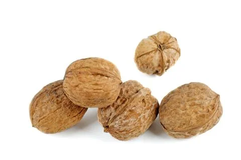 Walnuts isolated on white background. Stock Photos