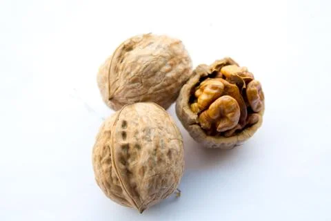 Walnuts isolated on white background Stock Photos