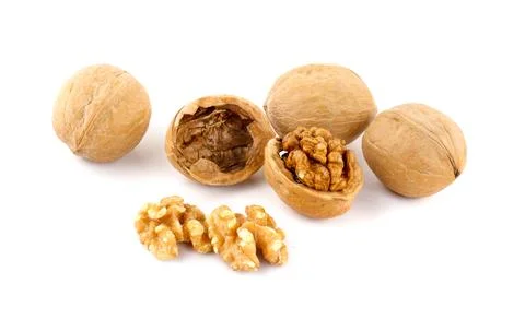 Walnuts isolated on white background Foto stock