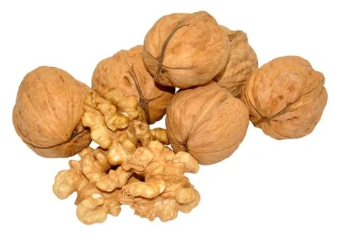 Walnuts Isolated On White Stock Photos