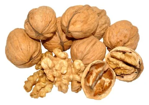 Walnuts Isolated On White Stock Photos