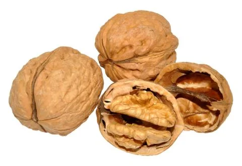 Walnuts Isolated On White Stock Photos