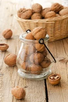 Walnuts in a jug Stock Photos