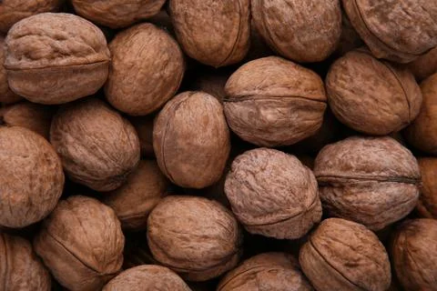 Walnuts kernels on blue wooden background. Walnut healthy food Stock Photos