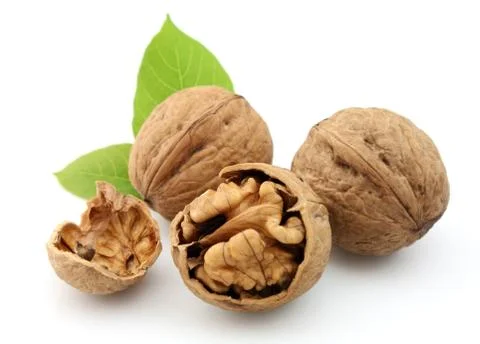 Walnuts with leafs Foto stock