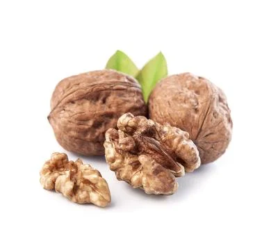 Walnuts with leaves Foto stock